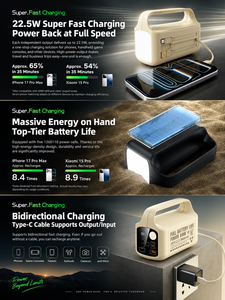 Batterie externe HYTO de haute qualité <span class=keywords><strong>pour</strong></span> l'extérieur, 100000 mAh, avec câbles intégrés, charge rapide PD 22,5 W, lampe torche portable <span class=keywords><strong>pour</strong></span> le camping - Product Image 3