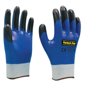 Fábrica de China al por mayor guantes de nylon de poliéster rojo con guantes de seguridad recubiertos de látex negro en388 guantes de trabajo para hombres