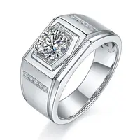 Großhandel Verlobung Hochzeit 925 Sterling Silber Herren Ring Gezeiten Marke Mode D Grade Moissan ite Schmuck Herren Ring