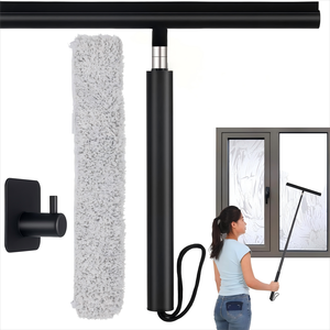 Outil de nettoyage de grattoir de verre à tige télescopique réglable avec poignée en silicone - Product Image 1