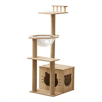 Miaupro Arbre à chat multi-niveaux luxueux en bois avec lit intégré et capsule spatiale, adapté à toutes les saisons