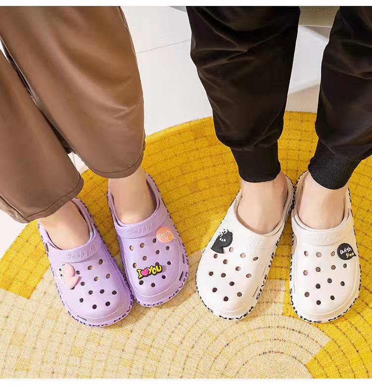 Summer Beach Flip Flop heart printed EVA Upper Slippers Sandals Unisex Clogs Hole shoes