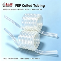 Tube spiralé FEP sur mesure, longueur et dimensions personnalisées, tube flexible rétractable, haute pureté, résistant aux produits chimiques, qualité alimentaire