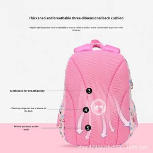<span class=keywords><strong>Sac</strong></span> à <span class=keywords><strong>dos</strong></span> double épaule ultra-léger pour filles d'école primaire, motif porte de réfrigérateur de dessin animé, respirant et imperméable - Product Image 5