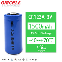 Batterie au Lithium CR123A 3V, 1500mAh, haute capacité, 123 piles CR17345 CR17335 pour alarme incendie, détecteur de fumée, lampe de poche, etc.