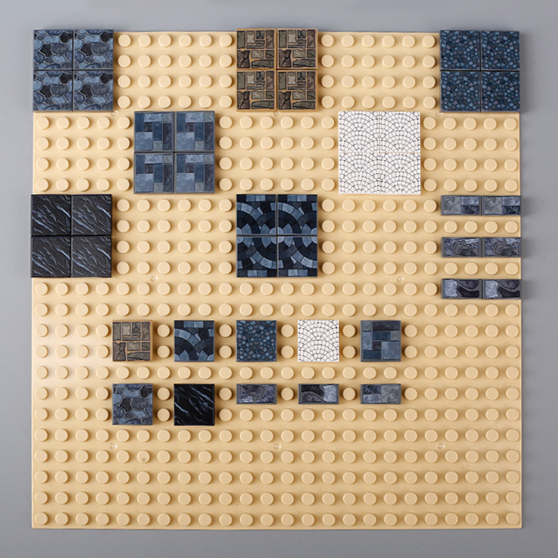 MOC City, плитка для ванной комнаты, печатные строительные блоки, средневековый сад, деревянный пол, игрушки для сборки кирпичей