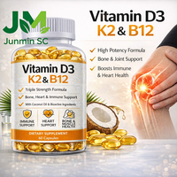 Vitamine D3 K2 MK7 B12 Huile de noix de coco Articulation osseuse Soutien immunitaire et cardiaque Complément alimentaire OEM