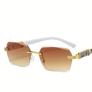 Lunettes de soleil vintage tendance 2022 pour femmes, monture petite, verres dégradés, lunettes sans monture, lunettes carrées - Product Image 5