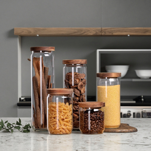 5 cái hộ gia đình cao-thủy tinh lưu trữ container cà phê container lưu trữ chai Jar nhãn cao nhà bếp tổ chức thực phẩm container - Product Image 3