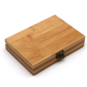 Caja Rectangular de Bambú, Color Natural, con Cierre, Organizador de Almacenamiento para Escritorio - Product Image 5