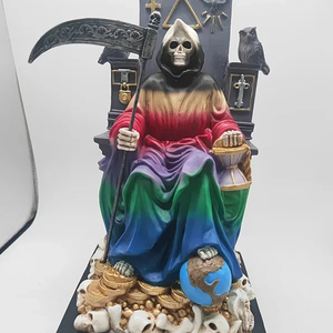Santa Muerte Santa della Santa morte sette poteri statuina religiosa in resina (seduto 9 ") - Product Image 1