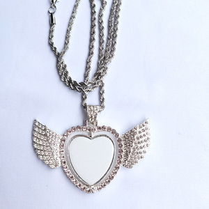 Ciondolo moderno in acciaio inox con angelo e ala girevole a forma di cuore con gioiello a sublimazione a catena per anniversari - Product Image 5