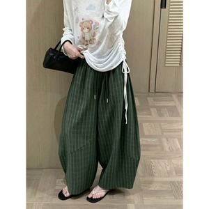 2026 Wholesale Autumn Plaid Cotton Pants High Waist Drawstring Wide Leg Balloon Jeans Baggy Vintage <strong>Trousers</strong> <strong>Women</strong> Plus Size - Product Image 1