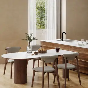 Piccolo appartamento quadrato Hotel all'ingrosso mobili per la casa Design nuovo stile ristorante in pelle sedie da pranzo in legno