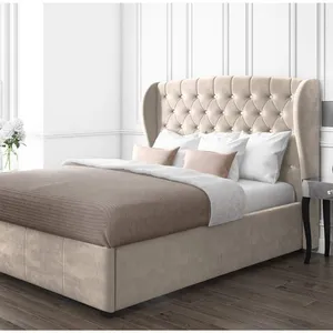 Высококачественная мебель для спальни, деревянная рама для кровати, одинарная и двойная Османская кровать, гидравлический газовый подъемник, кровать для хранения по конкурентоспособной цене