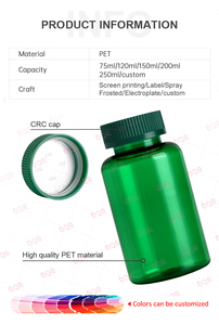 ขวดพลาสติกใสเกรดอาหาร75มล. พร้อมฝาปิดป้องกันเด็กสีเขียวปรับแต่งได้ - Product Image 4