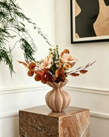 Vases en résine plissés mats couleur nude, bords ondulés et festonnés, design Art Déco, vase de table de mariage, étanche et portable, vente en gros