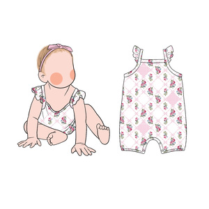 Bebek Romper Elastik Süt Proteini Elyaf Kumaş Yaz Fırfırlı Kolsuz Esnek Bebek Tulum Bebek Sporları için Uygun - Product Image 4