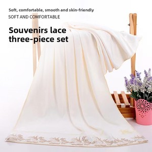 Set di telo da bagno morbido assorbente <span class=keywords><strong>con</strong></span> ricamo <span class=keywords><strong>pizzo</strong></span> semplice tessuto tecnica per Spa Gym uso personalizzato per la promozione pubblicitaria - Product Image 3