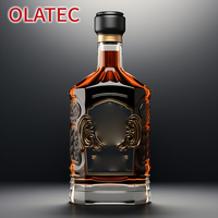 Bouteilles de whisky et de vodka en verre cristal OLATEC, design artistique moderne, verre taillé classique, contenants à spiritueux