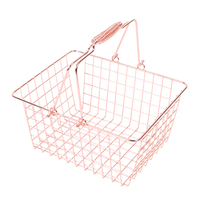 Panier en treillis métallique à vente chaude, panier de rangement pour collations de salon à la maison, panier de supermarché avec poignée