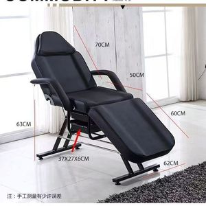 Chaise de massage de beauté luxueuse noire et blanche à jambes réglables, lit de salon pliable en métal pour hôtel, salle de sport, thérapie faciale, extension de cils - Product Image 3