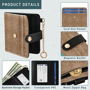 Hawaiian Tiare Flower Print Custom Credit Card Slots Card Holder Short Women <b>Wallet</b> PU Leather Zipper <b>Wallet</b> with Key Chain - Product Image 6