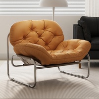 Sofá cama de lujo de cuero, silla de Hotel nórdico perezoso, sofá de Metal huevo interior, sofá seccional moderno para el hogar, muebles de sala de estar
