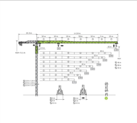 Grue à mât autoportante d'occasion, flèche de 75 m, charge maximale de 16 tonnes, modèle TC7525-16E, contrôle PLC, moment de charge élevé, pour la construction