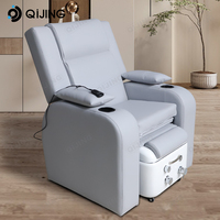 Équipement de salon de manucure Chaise de spa en cuir gris Chaise de massage électrique de luxe moderne pour pédicure