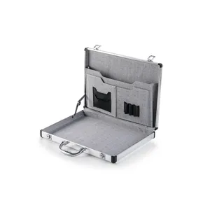 Casing Atase ABS Glary Slim, Tas Laptop Aluminium 14 ", Perak
