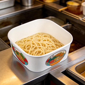 Bol à salade carré en papier kraft écologique jetable en gros pour l'emballage de plats à emporter des restaurants - Product Image 1