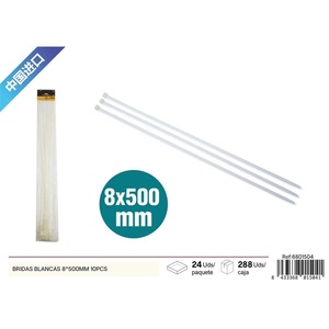 8 unità di fascette per cavi autobloccanti bianche 8x500mm per la pulizia e l'organizzazione-larghezza 2.5mm lunghezze 100mm 300mm 400mm - Product Image 1