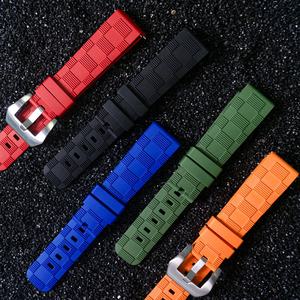 Jettda Christmas Royal Blue Plaid <strong>PAM</strong> 20mm 22mm Watch Band Quick Release Spring Bar Pre-V <strong>Buckle</strong> Fkm Rubber Watch Strap - Product Image 1