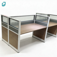 Escritorio de Oficina JC con Separador de Ambientes, Mesa de Computadora Moderna con Pantalla de Privacidad, Escritorio de Madera con Cajones de Almacenamiento