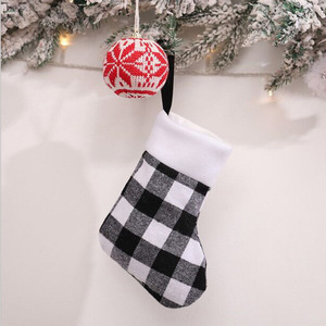 Wholesale Red Black Buffalo Plaid Christmas Stockings with White Cuff for <b>Fireplace</b> <b>Mantel</b> Holiday Gift Decoration - Product Image 2