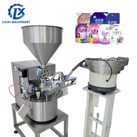 Machine de remplissage et de bouchage automatique de sachets à bec verseur pour jus et liquides, avec pompe rotative servo de bureau et pompe à engrenages LX-ACFS5