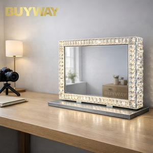 Specchio da Tavolo per Trucco con Luci LED, Specchi da Camera da Letto di Lusso con Cornice in Cristallo Diamantato, Interruttore Touch con Sensore, 3 Tonalità di Luminosità Regolabile - Product Image 6