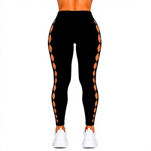 Women’s <b>High</b> <b>Waist</b> <b>Black</b> Cutout <b>Leggings</b> Stretch Fitness Yoga Workout Pants - Product Image 2