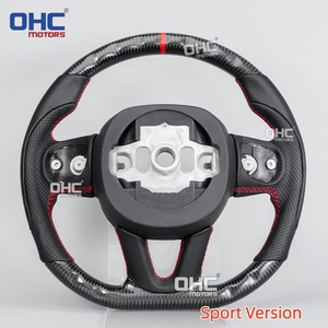 Volant sport en fibre de carbone pour <span class=keywords><strong>Dodge</strong></span> <span class=keywords><strong>Challenger</strong></span> Charger Durango Hellcat 2015-2025 en cuir rouge avec poignée ergonomique – Entrepôt USA - Product Image 6