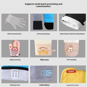 ถุงมือซิลิโคนกันลื่นขนาด 50 ซม. สำหรับเตาอบไมโครเวฟ บุด้วยผ้าฝ้ายหนา ทนความร้อน เหมาะสำหรับงานอบและทำอาหาร - Product Image 5