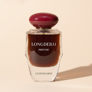 Botella de Perfume de Vidrio Irregular para Cosméticos, Lujosa y Única, de 100 ml, Vacía, con Bomba y Tapa Roja - Product Image 1