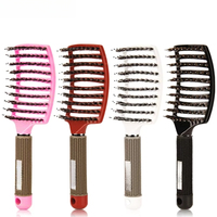 Brosse démêlante démêlante pour cheveux bouclés avec picots en poils de sanglier et dents en nylon, peigne de massage du cuir chevelu, outils de coiffure pour la maison et le salon