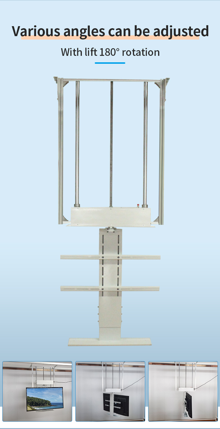 32-75inch 180 degree left and right rotation Height Adjustable Ceiling Drop down TV lift Motorized TV bracket TV mount