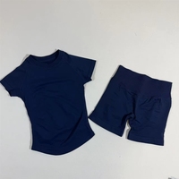 Ensemble de sport 2026 à manches courtes, haute élasticité, séchage rapide, en Spandex/Nylon, tricot sans couture, deux pièces, taille élastique