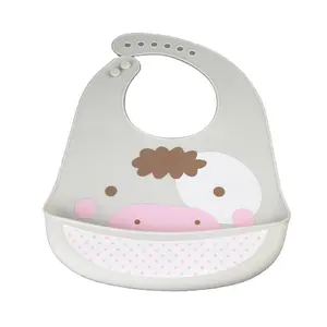 HOT Selling Products Amazon Animal Printed Foldable Waterproof Silicone cotton Rubber Baby Bibs