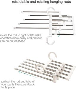 Porte-pantalon en acier inoxydable, multifonctionnel, rétractable et pliable, séchoir à vêtements multi-niveaux pour la maison - Product Image 4