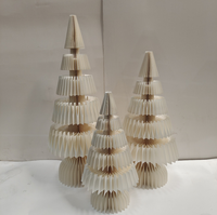 BestoFun Ensemble de 8 décorations de Noël suspendues en papier nid d'abeille rouge avec forme de sapin et boules de Noël, centre de table, décoration de fête