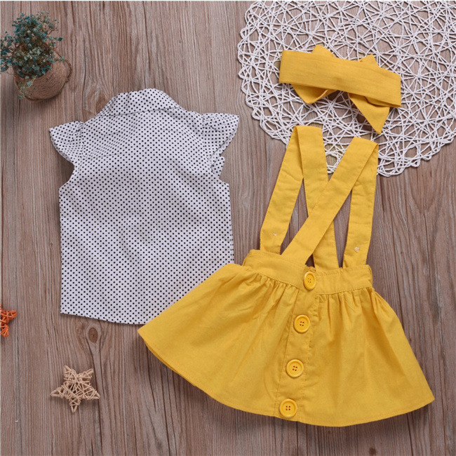 Children Clothes Girl Summer Polka Dot Short Sleeve Dresses For Kids Baby