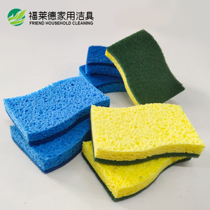 Esponja de doble cara para lavar platos, rectangular, azul y verde, para limpiar ollas y sartenes - Product Image 3